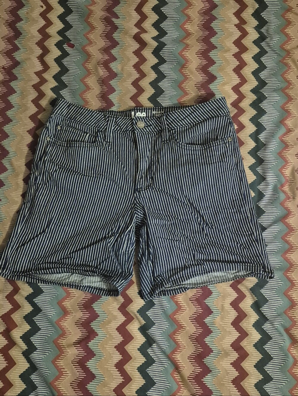 Lee Navy and White Striped Women’s Jean Shorts